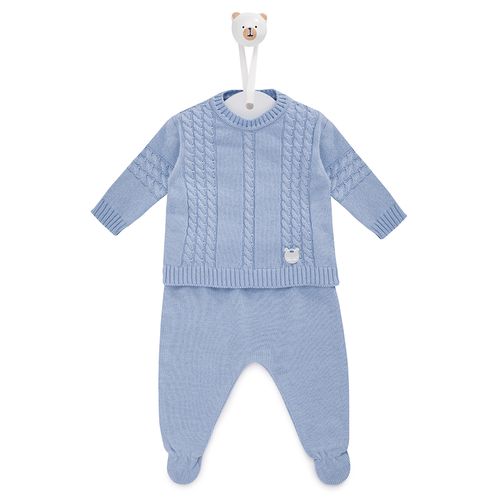 Saída de Maternidade Blusa e Calça Tranças - AZUL