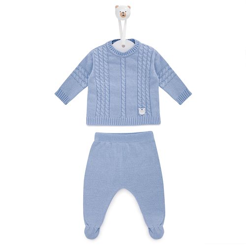 Saída de Maternidade Blusa e Calça Tranças - AZUL