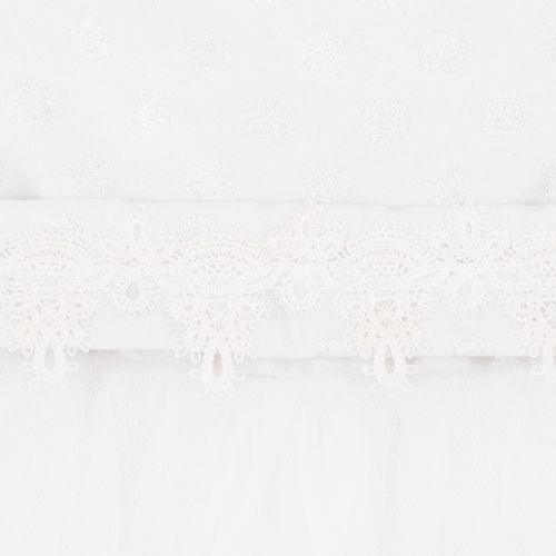 Vestido de Dama Bebê Feminino Jacquard Poás Renda Guipir - BRANCO