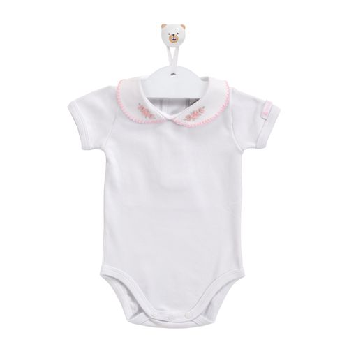 Body de Bebê Feminino Manga Curta Flores - BRANCO