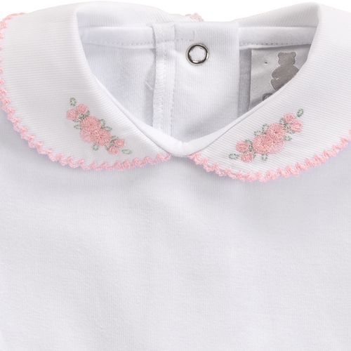 Body de Bebê Feminino Manga Curta Flores - BRANCO
