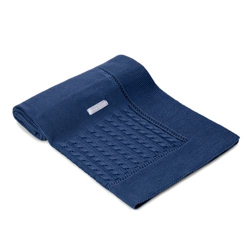Manta para Saída de Maternidade Tricot Treccia - AZUL JEANS