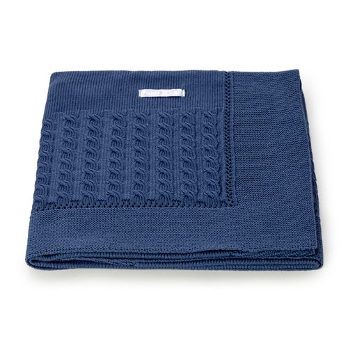 Manta para Saída de Maternidade Tricot Treccia - AZUL JEANS