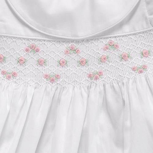 Vestido de Bebê Feminino Ponto Smock - BRANCO