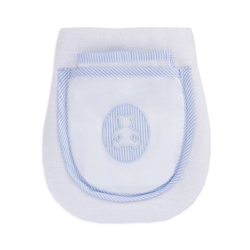 Conjunto babador atoalhado Bordado Urso Bimbi - AZUL