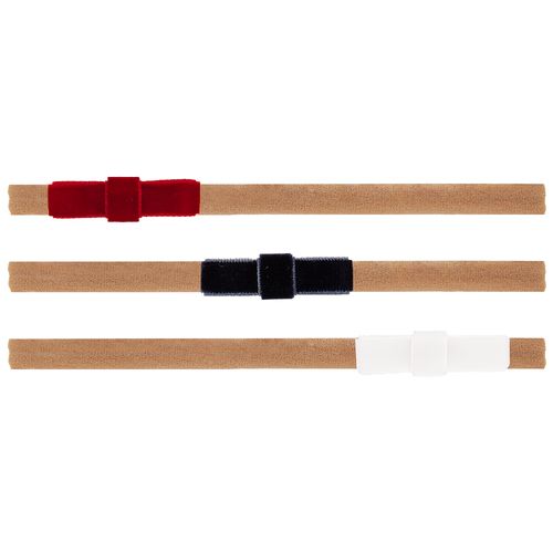 Kit com Faixas de Cabelo Bebê Laço Veludo - VERM/BCO/AZM