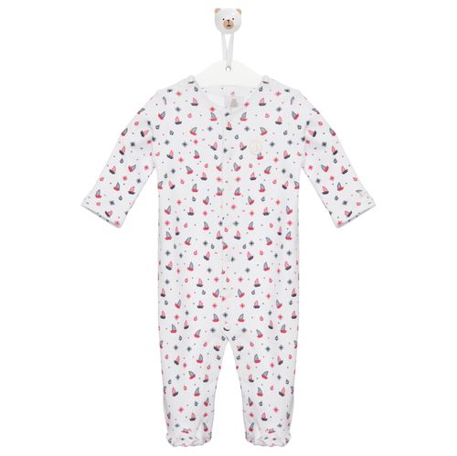 Macacão de Bebê Masculino Longo em Algodão Egípcio Navy - BRANCO