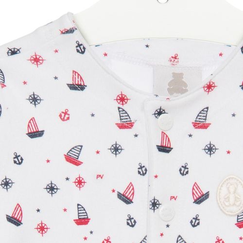 Macacão de Bebê Masculino Longo em Algodão Egípcio Navy - BRANCO