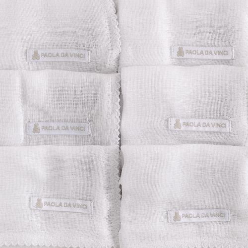 Kit Fralda de Boca de Bebê Unissex Bordado Picueta - 6 Unidades - BRANCO