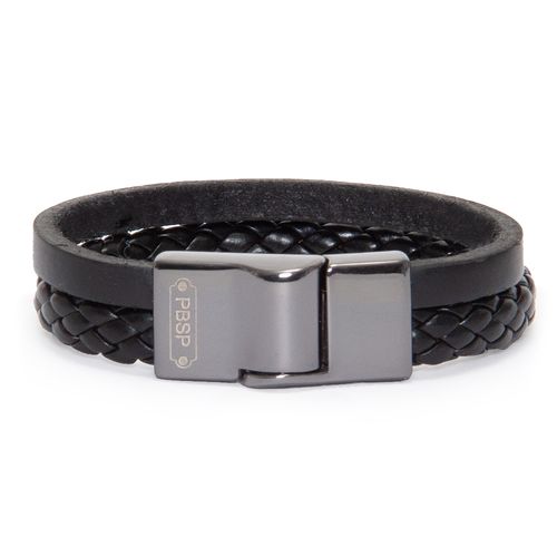 Pulseira de Bebê Masculina Couro Cuoio - PRETO