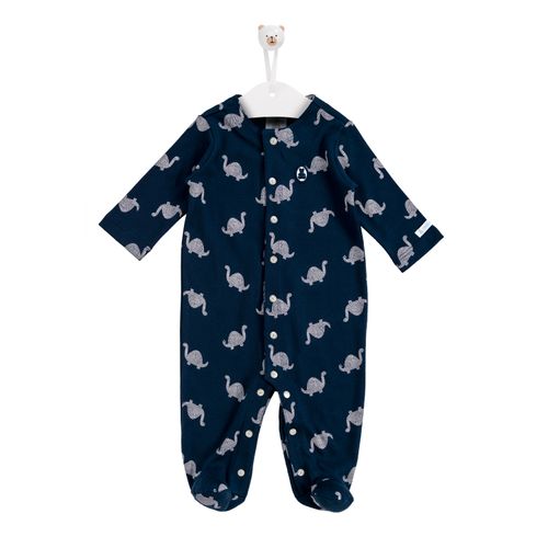 Macacão de Bebê Masculino Longo Algodão Egípcio Dinossauros - AZUL MARINHO