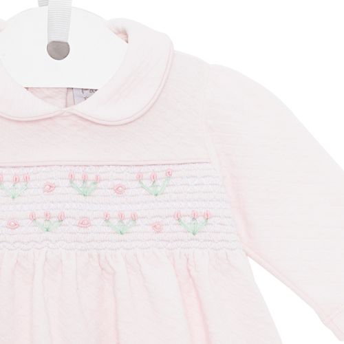 Macacão de Bebê Vestido Longo Com Bordado Rococó Bouquet - ROSA