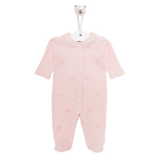Macacão de Bebê Feminino Longo Algodão Egípcio Abelhas - ROSA BEBE