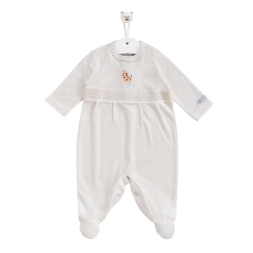 Macacão de Bebê Unissex Longo Girafinha - OFF WHITE