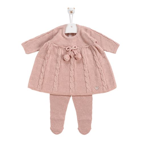 Saída de Maternidade Feminina Tricot com Laço de Pompom - ROSE