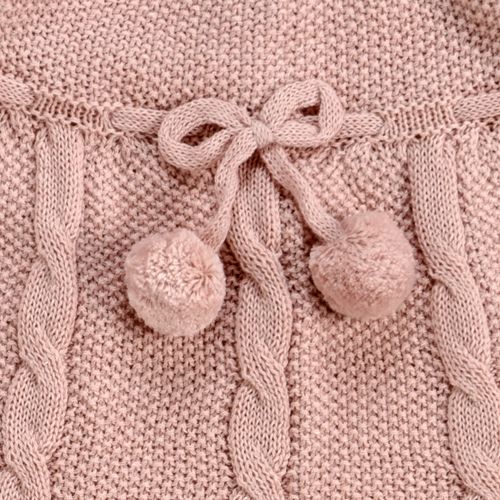 Saída de Maternidade Feminina Tricot com Laço de Pompom - ROSE