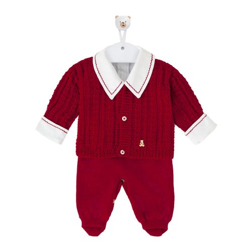 Saída de Maternidade Completa Masculina Tricot Lux - VERMELHO