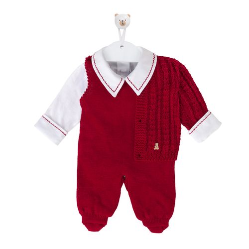 Saída de Maternidade Completa Masculina Tricot Lux - VERMELHO