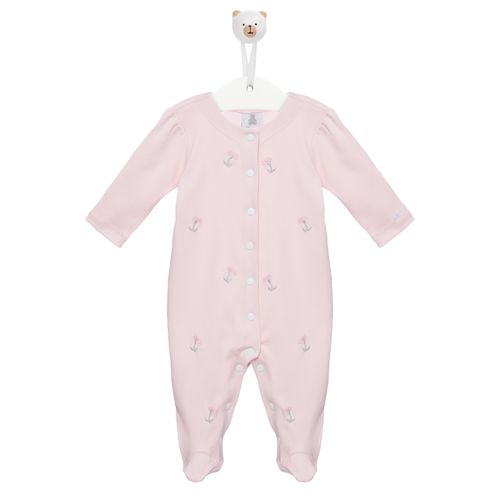 Macacão de Bebê Longo em Algodão Egípcio Fiore - ROSA BEBE