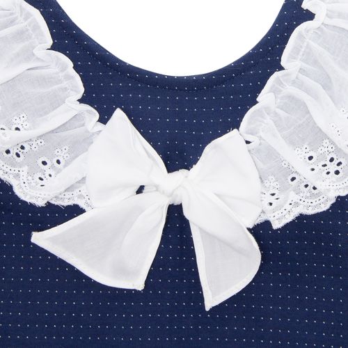 Macacão de Bebê Feminino Curto com Bordado Inglês - AZUL MARINHO