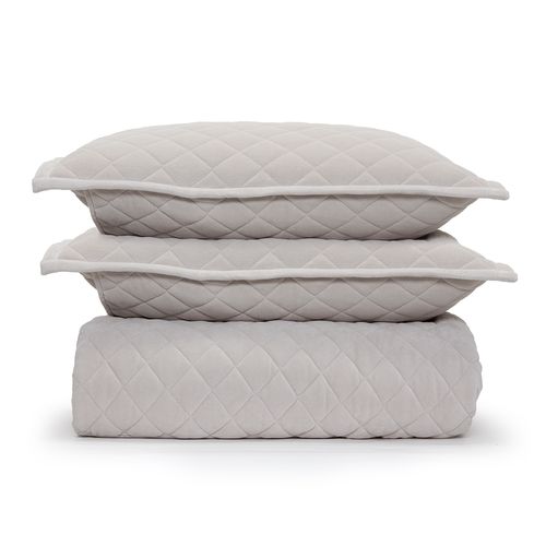 Colcha Casal Plush Matelada Losango - CINZA