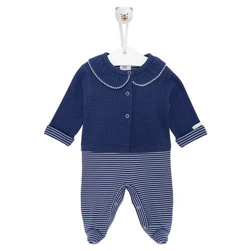 Macacão de Bebê Feminino Longo com Casaco - AZUL MARINHO