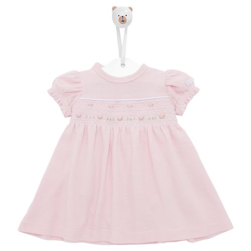Macacão de Bebê Vestido Curto Com Bordado Rococó Rosas - ROSA BEBE