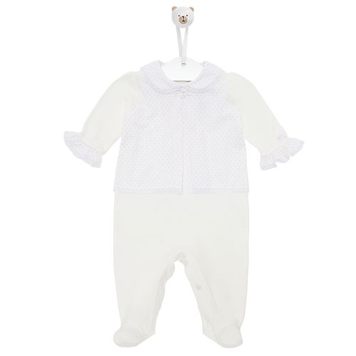 Macacão de Bebê Feminino Longo com Bata - OFF WHITE