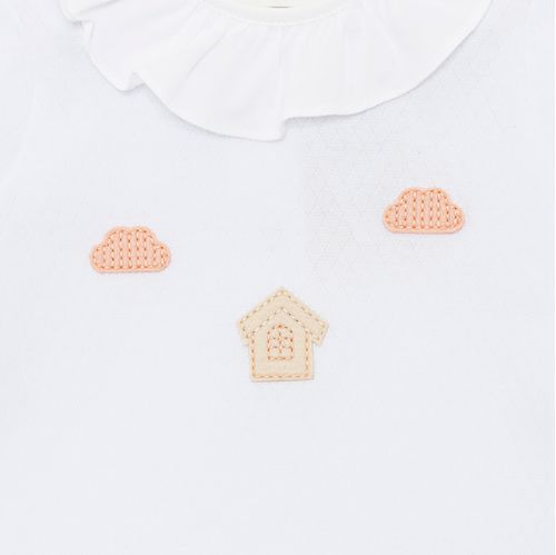 Macacão de Bebê Longo Feminino Casinha - BRANCO