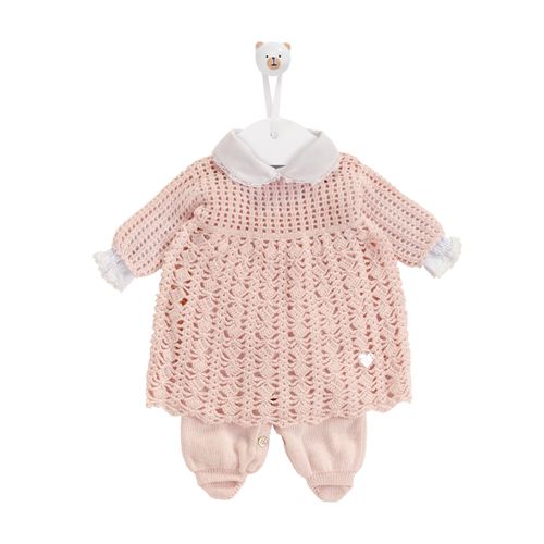 Saída de Maternidade Completa Feminina Tricot Ponto Quadradinhos - ROSA PASTEL