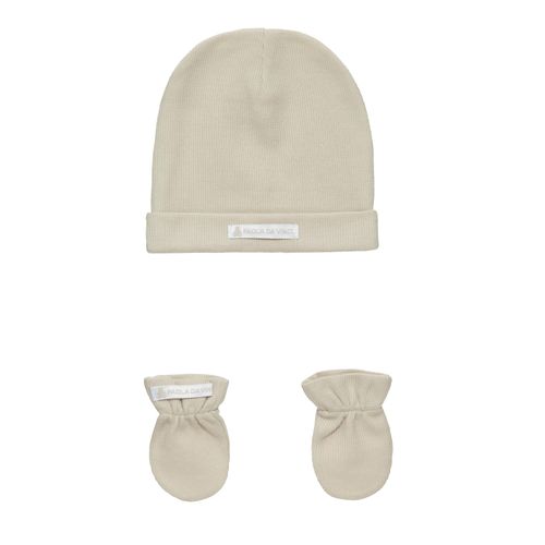 Conjunto Touca e Luvas de Bebê Ponto Roma - CINZA