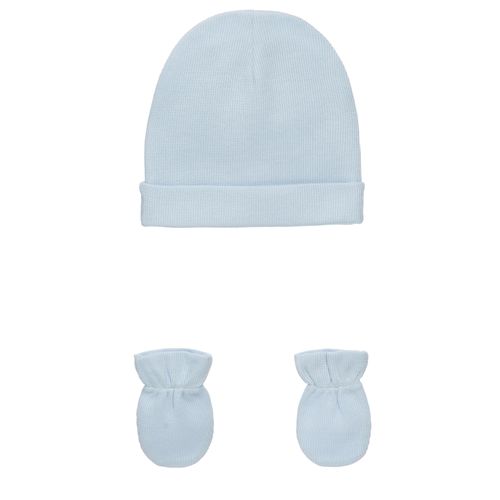 Conjunto Touca e Luvas de Bebê Ponto Roma - AZUL