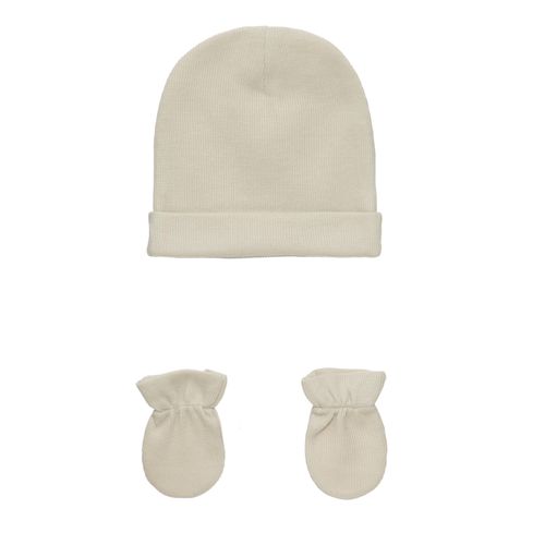 Conjunto Touca e Luvas de Bebê Ponto Roma - CINZA