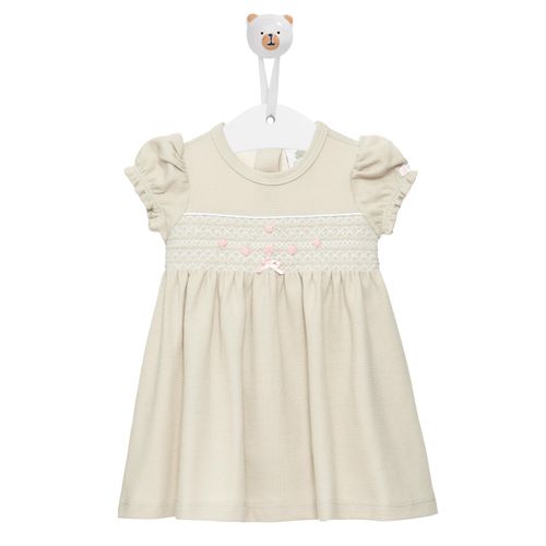 Macacão de Bebê Vestido Feminino com Bordado Rococó - CINZA