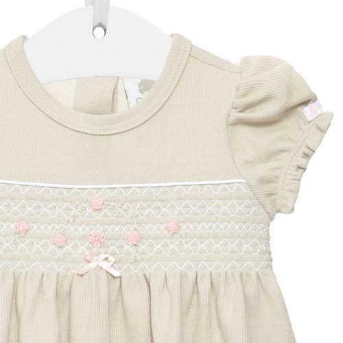 Macacão de Bebê Vestido Feminino com Bordado Rococó - CINZA