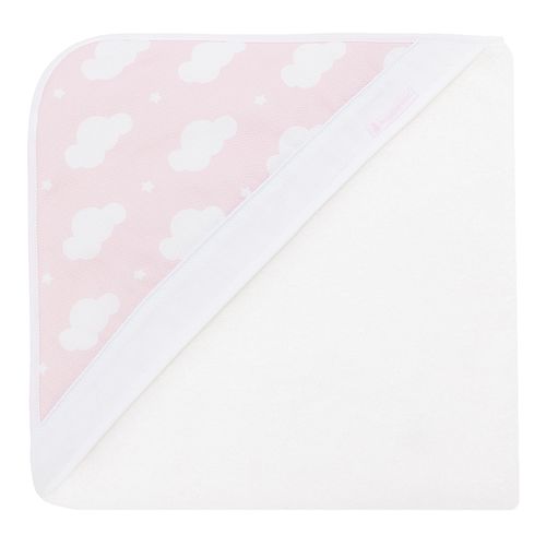Toalha de Banho de Bebê com Capuz Nuvem e Estrela - ROSA