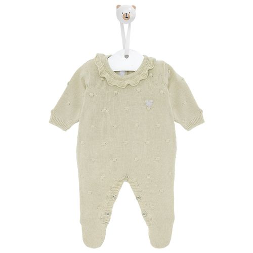 Saída de Maternidade Feminina Tricot Poás com Babados na Gola - PISTACHE
