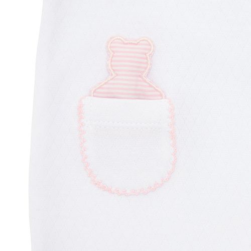 Macacão de Bebê Feminino Longo com Ursinho Removível - BRANCO