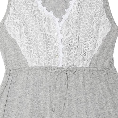 Camisola de Maternidade Longa Feminino Com Renda - CINZA MESCLA
