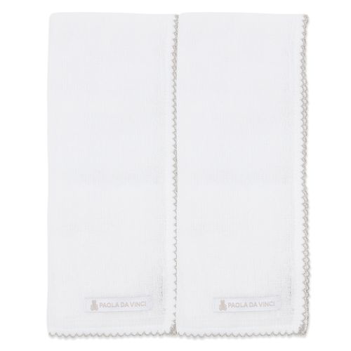 Conjunto Toalha Fralda bordado picueta - BRANCO/CINZA