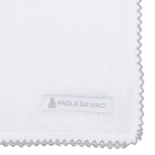 Conjunto Toalha Fralda bordado picueta - BRANCO/CINZA