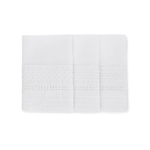 Conjunto de Fraldas de Boca Bordado Entremeio - 6 Unidades - BRANCO