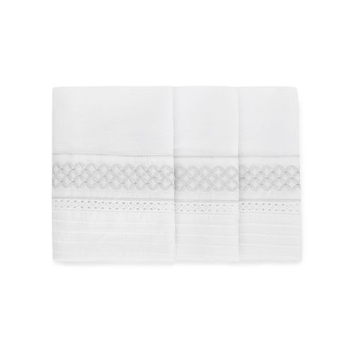 Conjunto de Fraldas de Boca Bordado Entremeio - 6 Unidades - CINZA