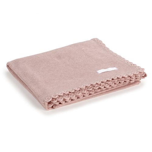 Manta Para Saída de Maternidade em Tricot com Barra de Crochet - ROSE