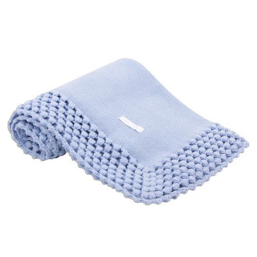 Manta para Saída de Maternidade Ponto Pipoca - AZUL