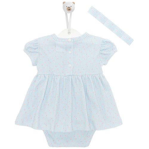 Macacão de Bebê Vestido Curto Listrado - AZUL