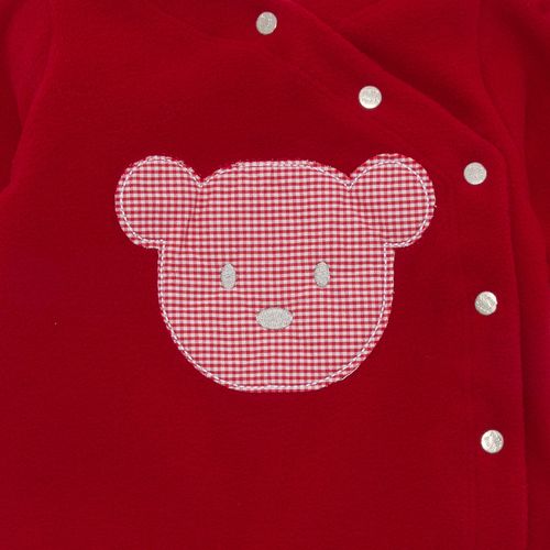 Macacão de Bebê Unissex Longo Urso Xadrez - VERMELHO