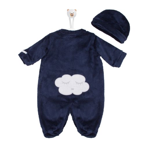 Macacão de Bebê Longo de Peluche Carres Nuvem - AZUL MARINHO