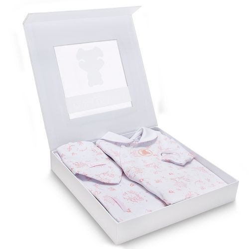 Caixa Presente Com Estampa Toile de Jouy - ROSA