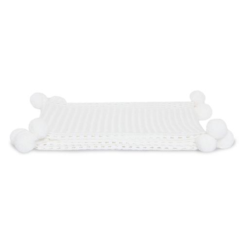 Manta para Saída de Maternidade Unissex Pompom - BRANCO